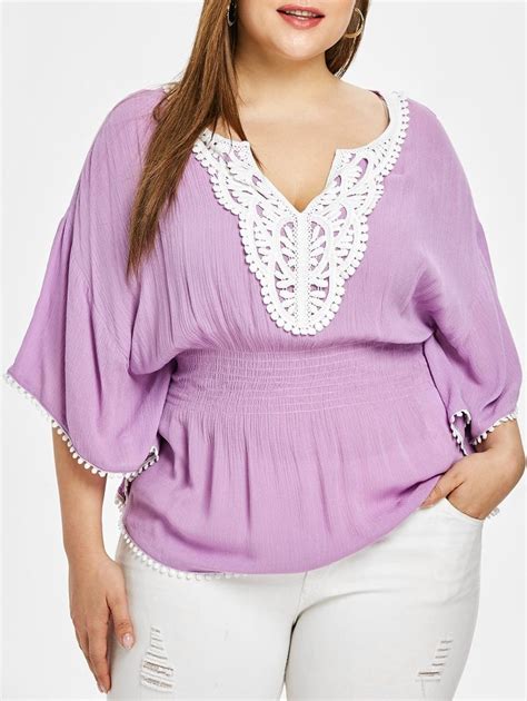 Plus Size Butterfly Sleeve Splicing Blouse Plus Size Outfits Casual