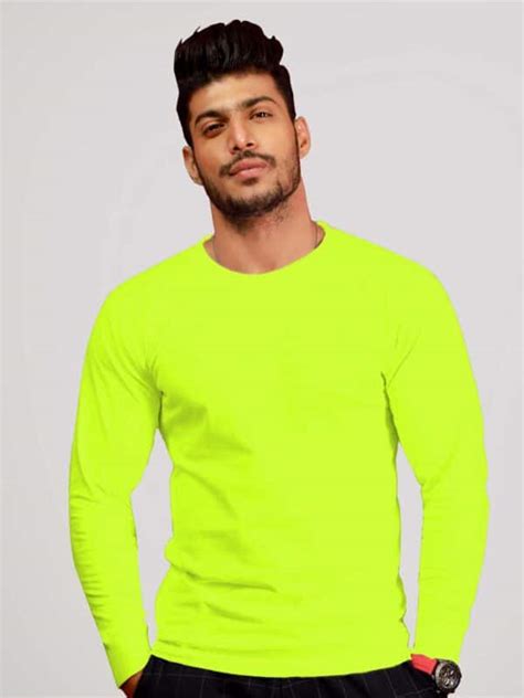 Neon Long Sleeve Round Neck T Shirt 1 Pc