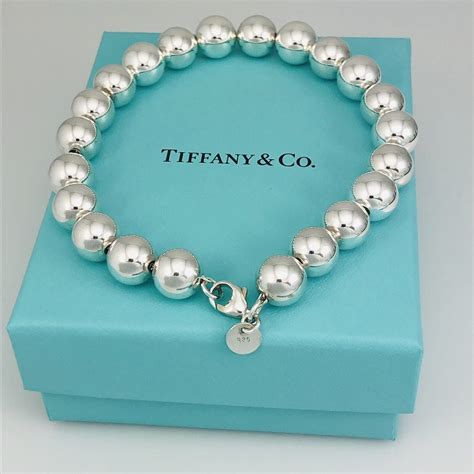 8 inch Tiffany & Co HardWear Bead Ball Bracelet Sterling Silver with B ...