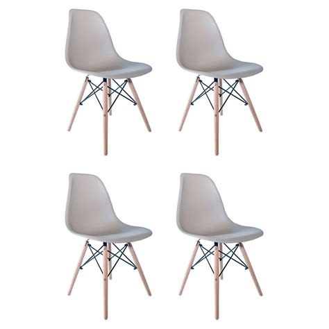 Kit Cadeiras Eiffel Eames Base Madeira Sala De Jantar Nude D Rossi