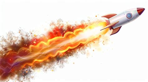 Premium Photo | Cartoon rocket flies up leaving a trail of fire and ...