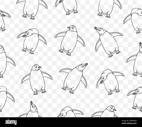 Subantarctic penguin or gentoo penguins, seamless vector background and