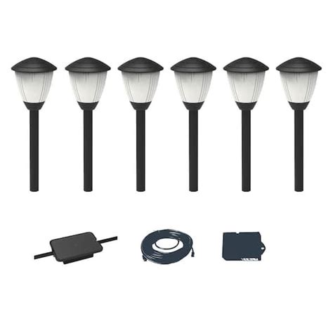 Hampton Bay Lamar Park Low Voltage Black Integrated LED Path Lights