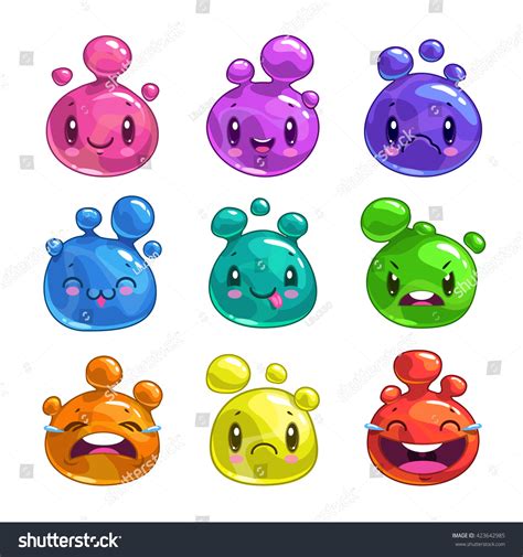 Funny Cartoon Colorful Little Bubble Characters Stock Vector (Royalty ...