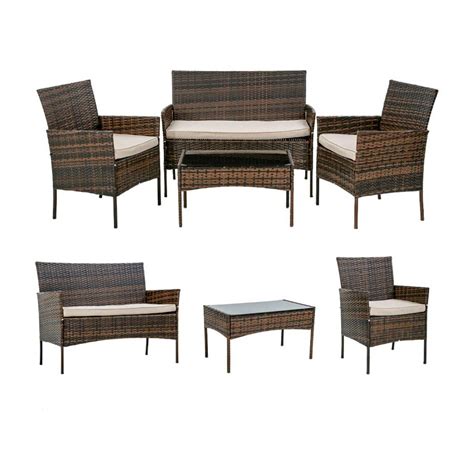 Ripley Juego Comedor Terraza Jard N Rattan Piezas Caf