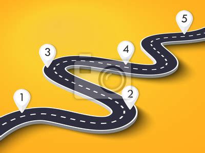 Winding Road On A Colorful Background Road Way Location Infographic