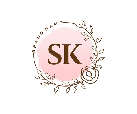 Initial Sk Feminine Logo Usable For Nature Salon Spa Cosmetic And