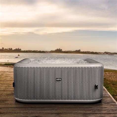 Pacific 4 Person Integrated Inflatable Hot Tub Grey Rattan Wave Spas