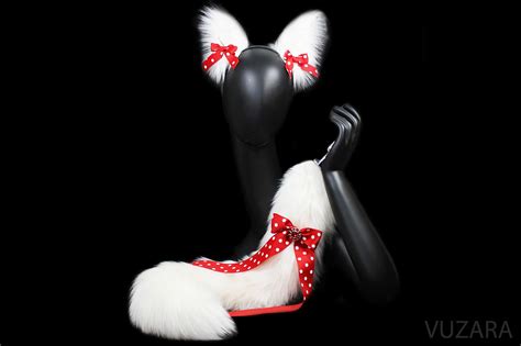 Anal Plug Tail 28 White Red Dot Tail Ears Set Website