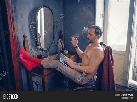 Half Naked Guy Puts Image Photo Free Trial Bigstock