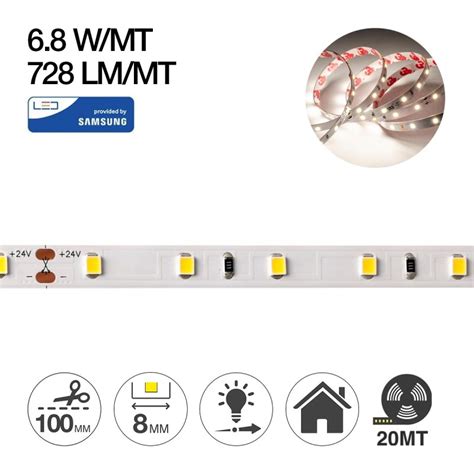 Striscia Led Metri W Lumen Dc V Ip Pcb Mm