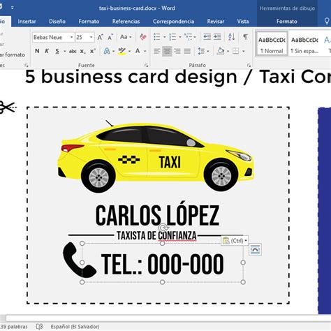 5 tarjetas de presentación taxis 5 business card taxi concept