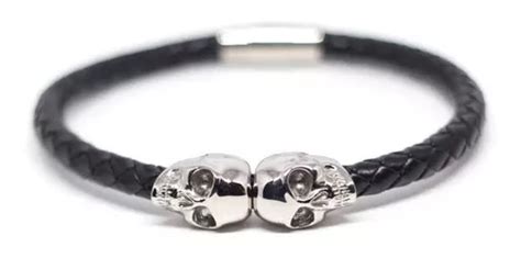 Pulsera Punk De Hombre Con Calaveras Craneos De Acero 21cm Meses