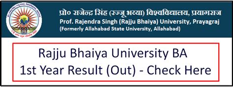 Rajju Bhaiya University Ba 1st Year Result 2024 रिजल्ट जारी Link