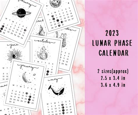 2023 Lunar Calendar Lunar Planner 2023 Monthly Calendar - Etsy