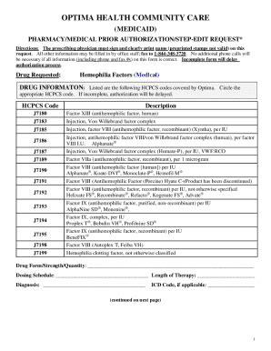 Fillable Online Optima Health Community Care Authorization Form Fax