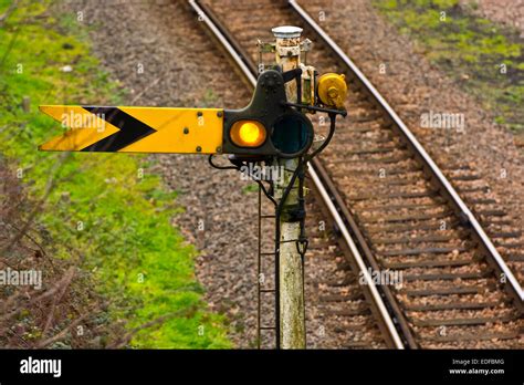 Traditional British Semaphore Railway Yellow Arm Distant Signal Stock