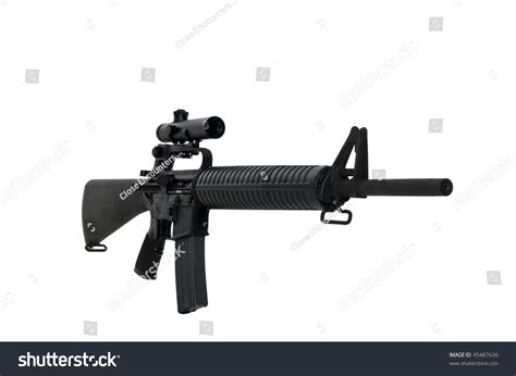 M16 Rifle With Scope At An Angle Showing The Rifle From The Front Stock Photo 45487636 ...