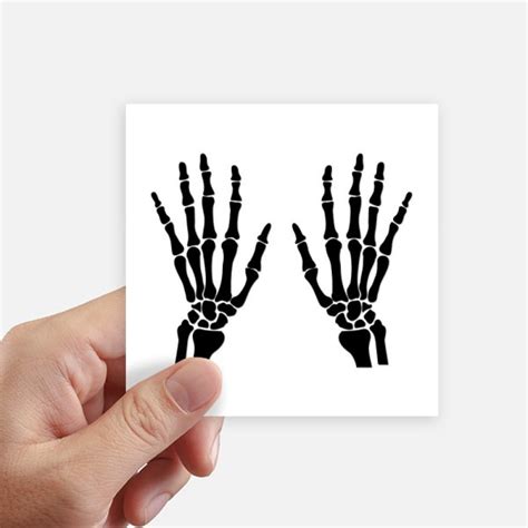 Diythinker Skeleton Bone Human Hand Black Pattern Sticker Square