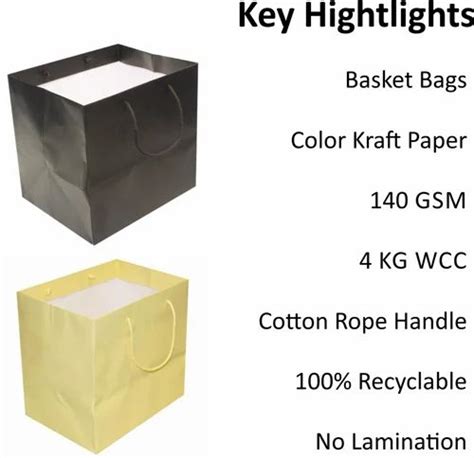 White Color Kraft Paper Basket Bag For Grocery Capacity Kg At Rs