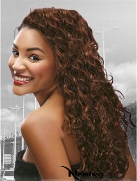 Auburn Long Stylish Curly Without Bangs Lace Wigs