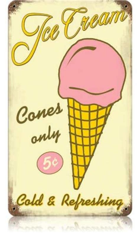 Vintage Ice Cream Metal Sign 8 x 14 Inches