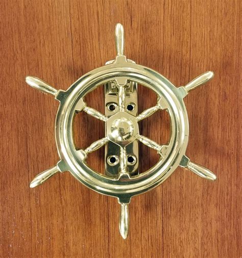 Ship Wheel Brass Door Knocker Skipjack Nautical Wares