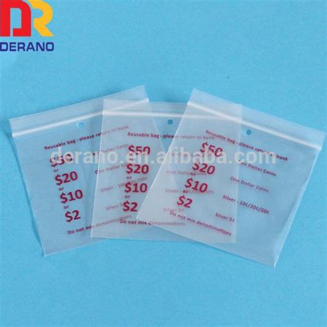 Resealable Pe Plastic Ziplock Coin Packaging Bags Money Bags Coin Bag Reusable Bags Coins