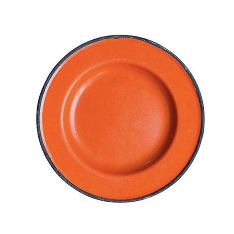 Mid Century Modern Vintage Orange And Black Enamelware Tableware Plate Set Of 8 Poland Chairish