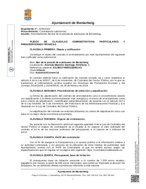 Completable En línea PLIEGO DE CLUSULAS ADMINISTRATIVAS Y Fax Email