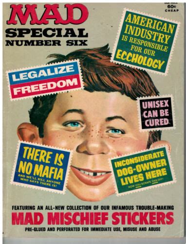 1971 Speicial Issue Number Six Of Mad Magazine Stickers Ebay