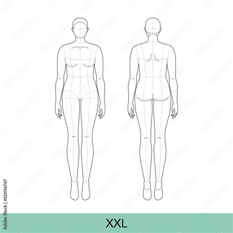 Xxl Women Fashion Template 9 Head Size Croquis Plus Size With Main