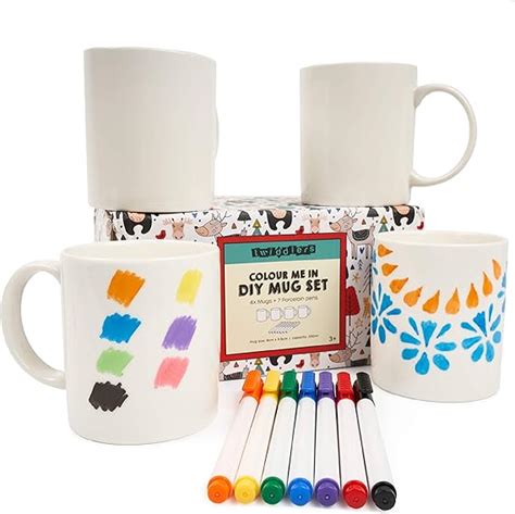 The Twiddlers Decorate Your Own Mug Set Paint With Colour Pens