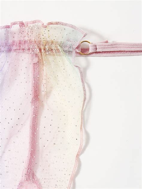 Ombre Sheer Mesh Lettuce Trim Lingerie Set For Sale Australia New Collection Online SHEIN