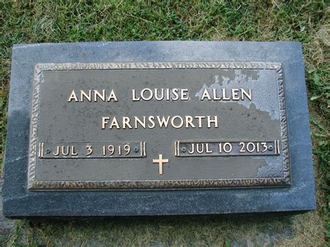 Anna Louise Allen Farnsworth Memorial Find A Grave