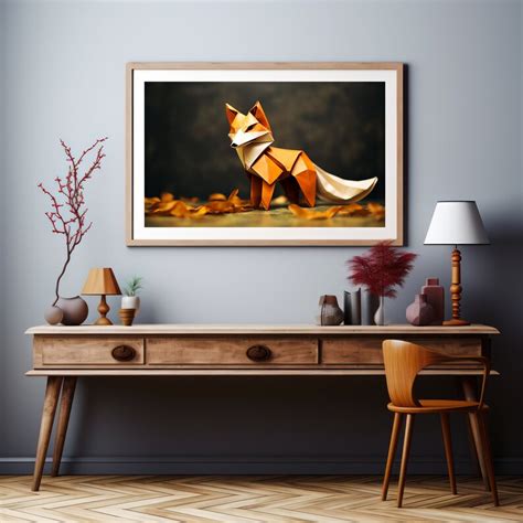 Japan Art Origami Fox Paper Art Japanese Illustration Pencil Color