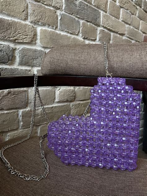Сумка из бусин в виде сердца💜 | Сумки, Сердце
