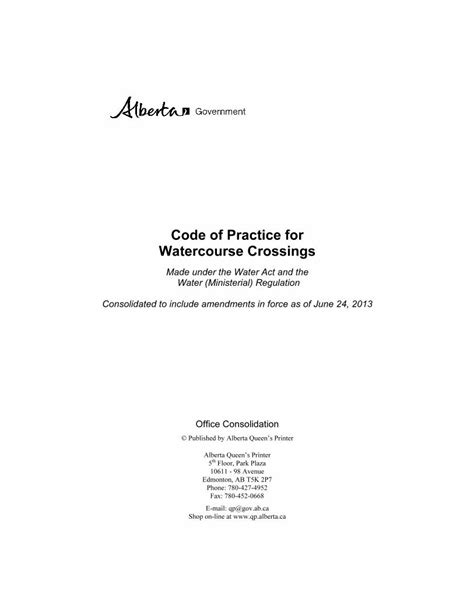 Pdf Code Of Practice For Watercourse Crossings Alberta · Code Of