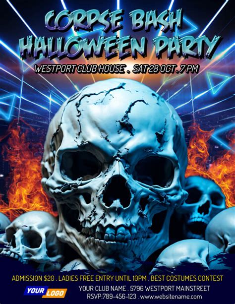 Copy Of Halloween Party Ad Flyer Scary Skull Postermywall