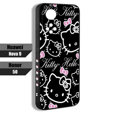 чехол для смартфона Подходит для Honor 50 Hello Kitty черно белый узор ...