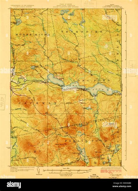 Maine USGS Historical Map Long Pond 807557 1924 62500 Restoration Stock