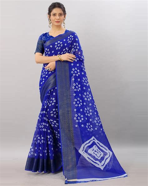 Blue Bandhani Saree Atelier Yuwa Ciao Jp