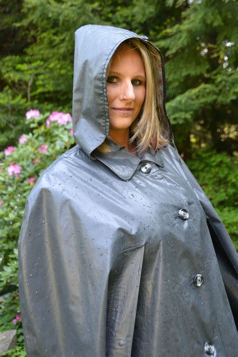 Well Protected In Her Klepper Rubber Cape Klepper Rainwear 0522 HOT