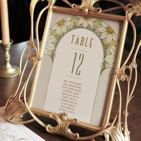 Table Numbers Daisies Vintage Art Nouveau Wedding Zazzle