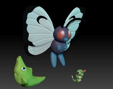 Pokemon Caterpie Metapod Butterfree 3d Model 3d Printable Cgtrader