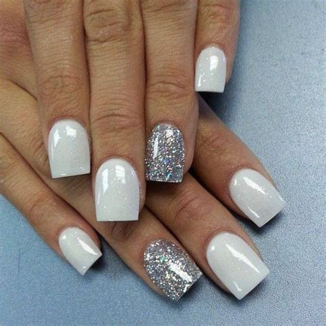 White Acrylic Nails Silver Acrylic Nails Silver Nails