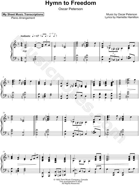 My Sheet Music Transcriptions Hymn To Freedom Sheet Music Piano Solo In F Major Download