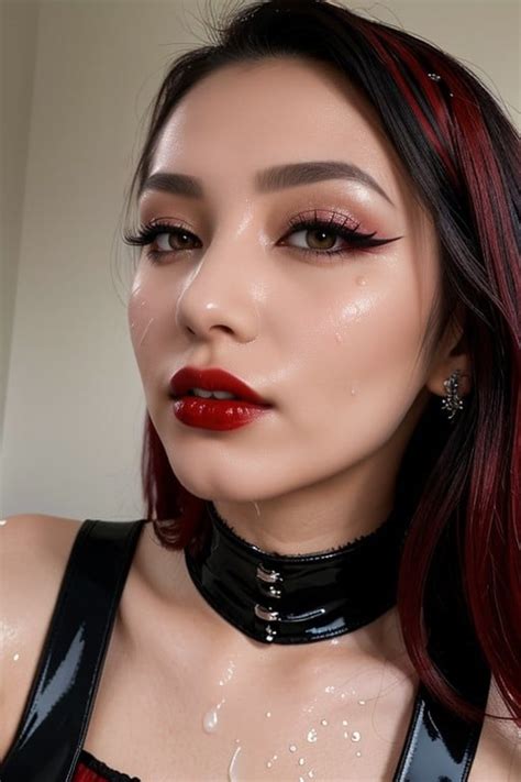 Asian Goth Clear Black Latex Shirt AI Gay Porn