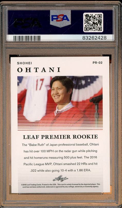 Leaf Pr Shohei Ohtani Premier Rc Rookies Purple Psa Ebay