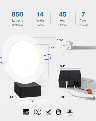 Sunco Pack Inch Ultra Thin Led Recessed Ceiling Lights Slim K